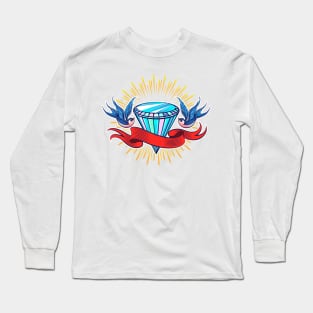 Shining Diamond with ribbon and two Swallows Long Sleeve T-Shirt